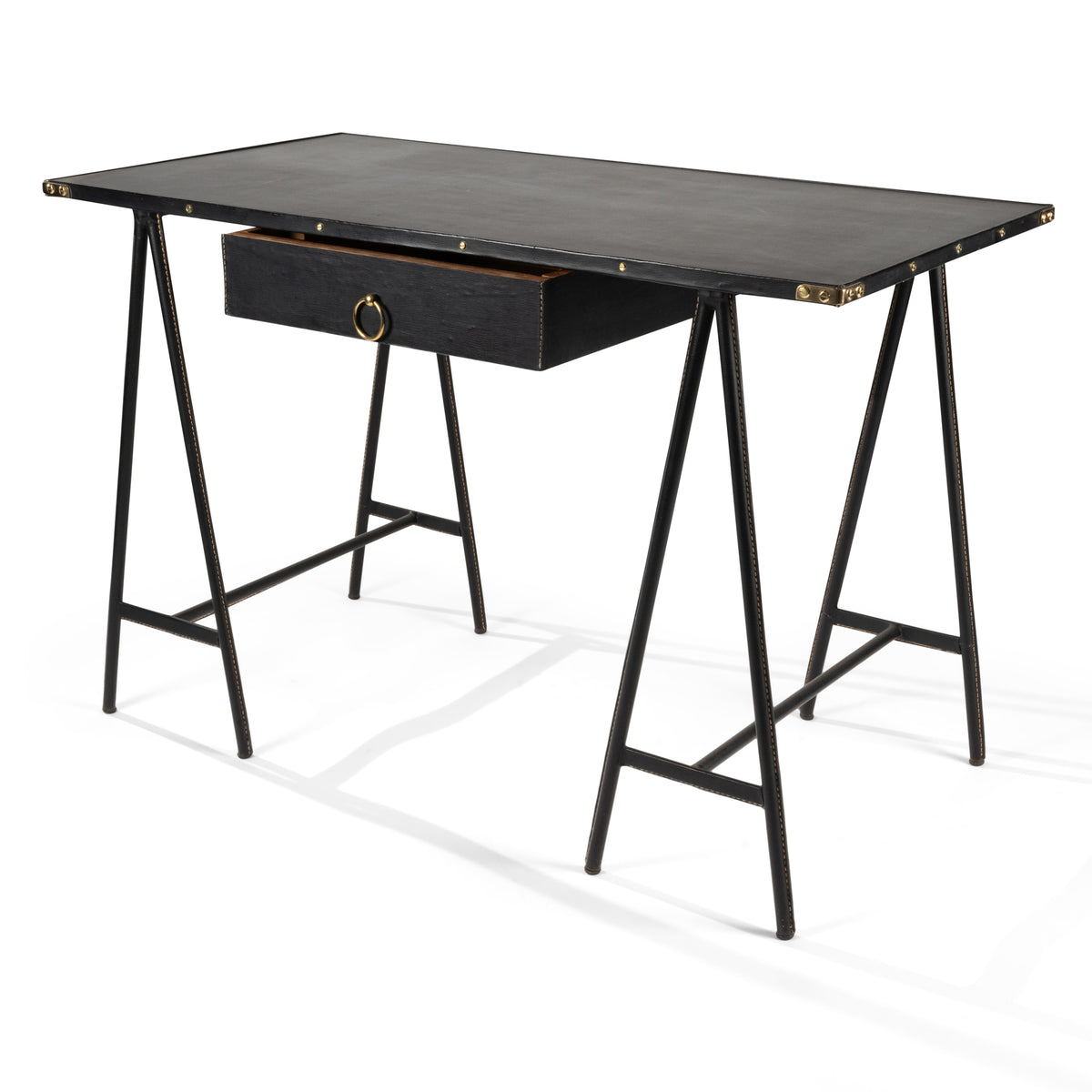 Jacques Adnet – Bureau tréteaux noir – vue 6