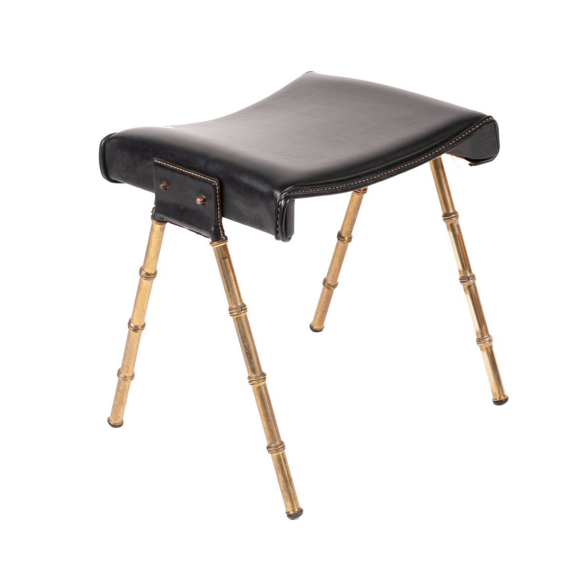 Jacques Adnet – Paire de tabourets en skaï – vue 3