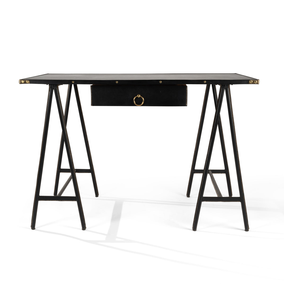 Jacques Adnet – Bureau tréteaux noir – vue 2