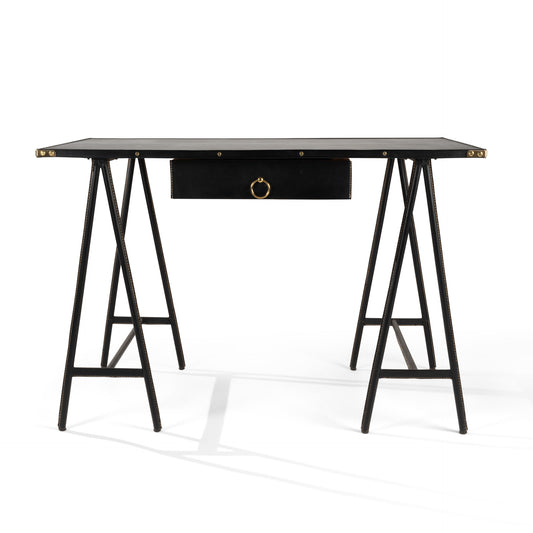 Jacques Adnet – Bureau tréteaux noir – vue 2