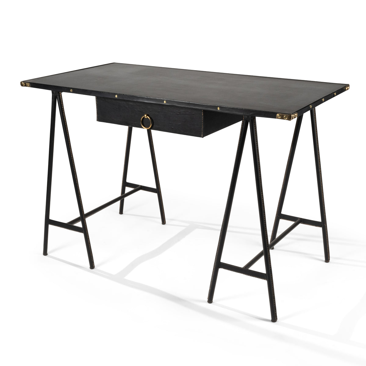 Jacques Adnet – Bureau tréteaux noir – vue 3