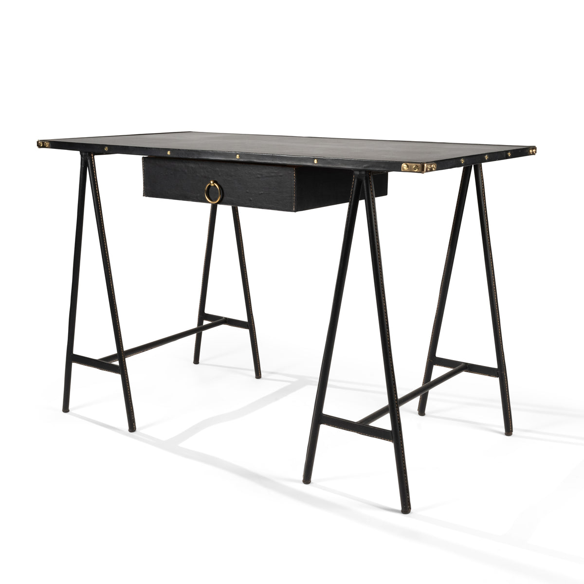 Jacques Adnet – Bureau tréteaux noir – vue 5