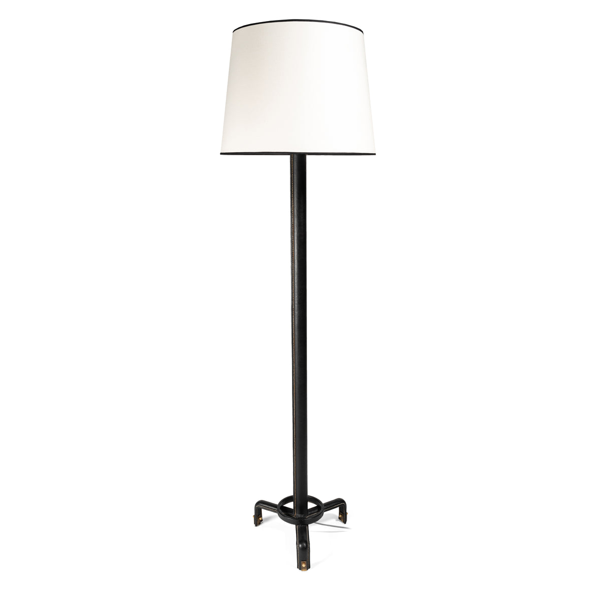 Jacques Adnet – Lampadaire en cuir noir – vue 2