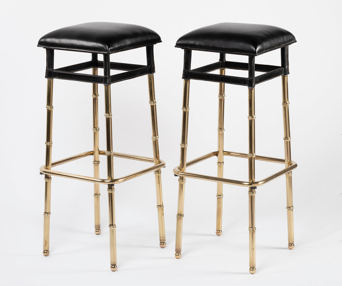 Jacques Adnet – Paire de tabourets de bar – vue 2