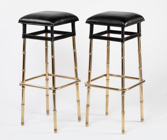 Jacques Adnet – Paire de tabourets de bar – vue 2