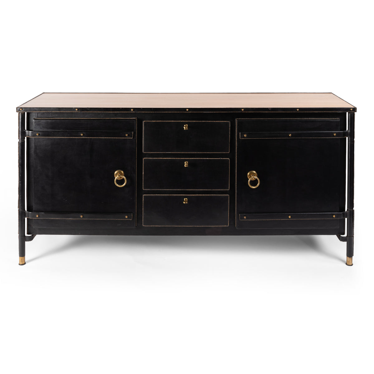 Jacques Adnet – Enfilade en cuir noir – vue 2