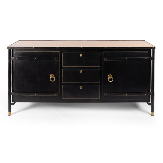 Jacques Adnet – Enfilade en cuir noir – vue 2