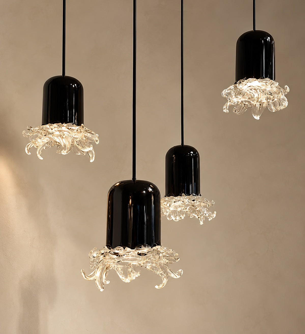 Murano - Ensemble de 4 suspensions noires
