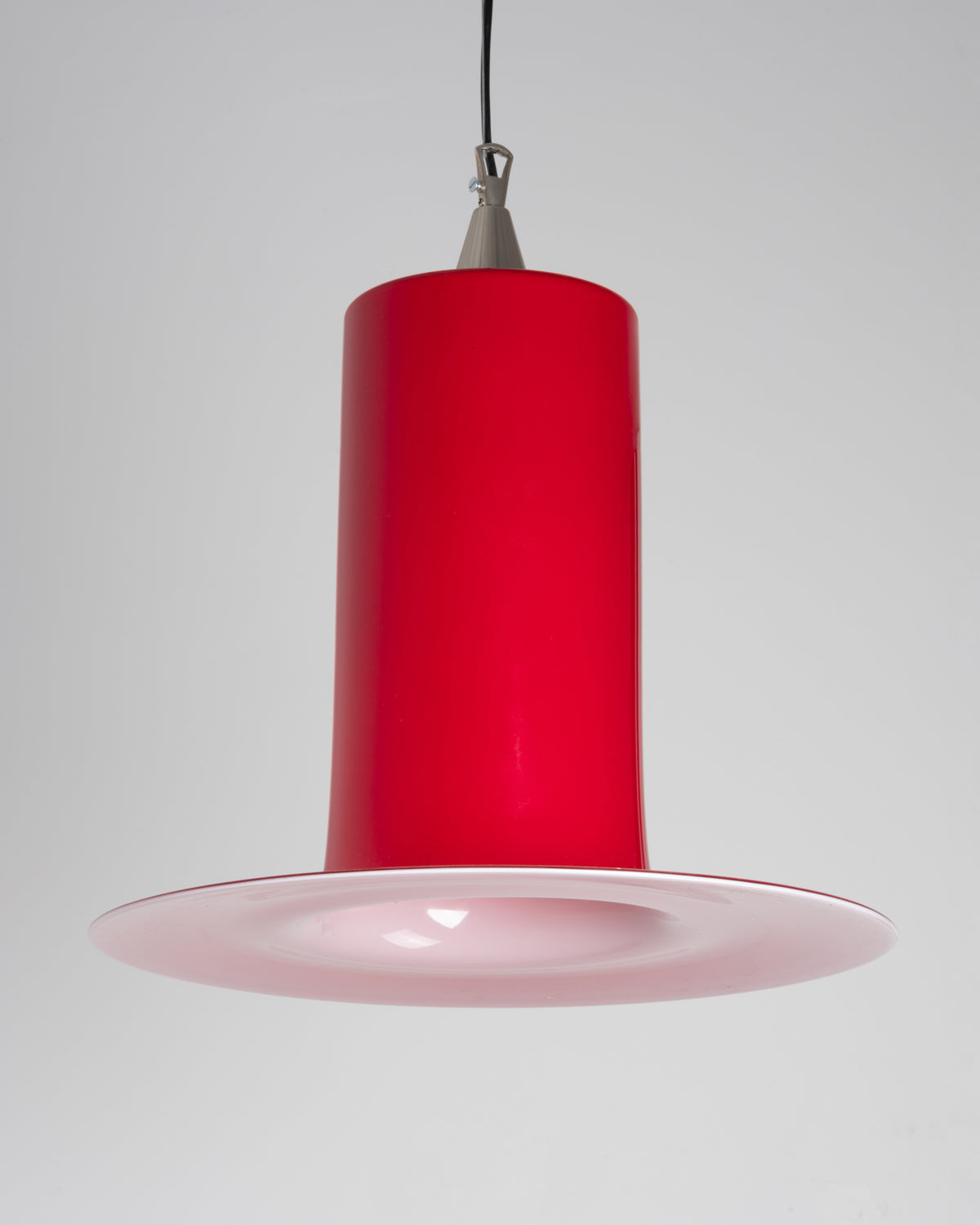 Red Lattimo pendant light by Alessandro Pianon for Vistosi, front view