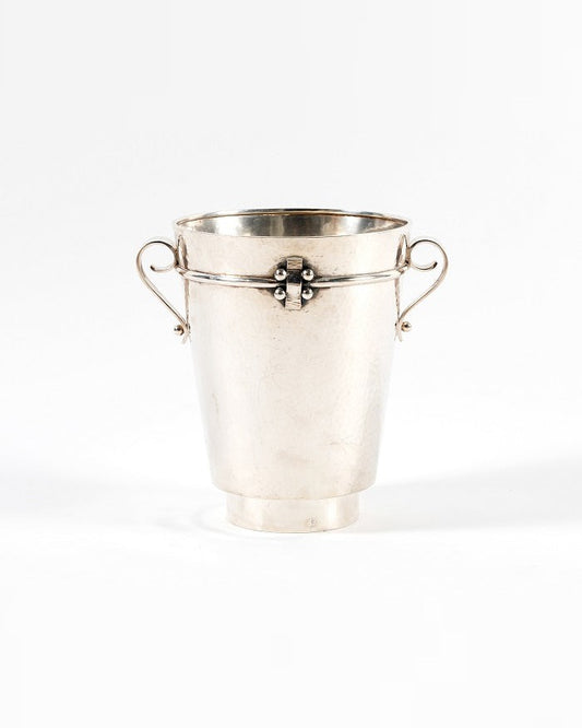 Seau à champagne de Jean Desprès en métal argenté martelé, circa 1940