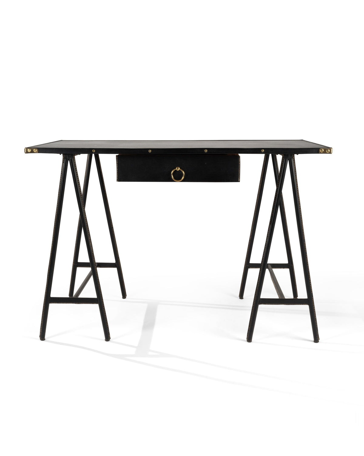 Jacques Adnet – Bureau tréteaux noir – vue d'ensemble