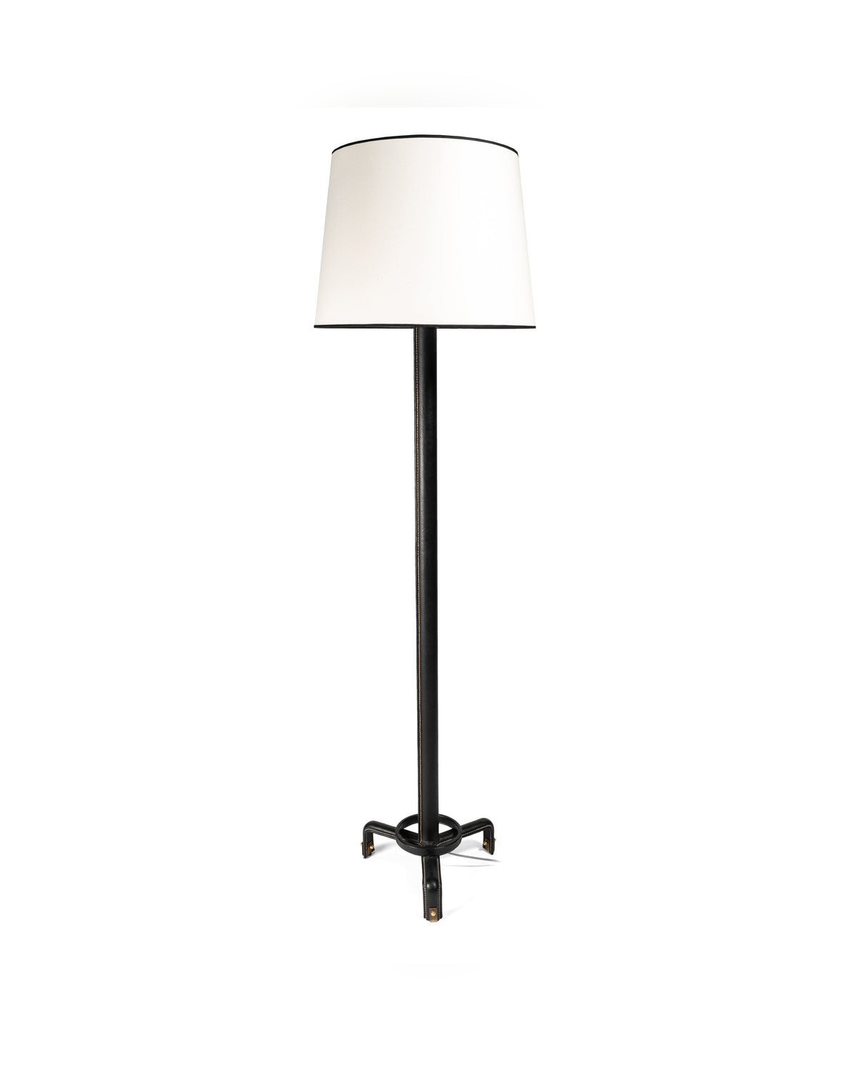 Jacques Adnet – Lampadaire en cuir noir – vue d'ensemble