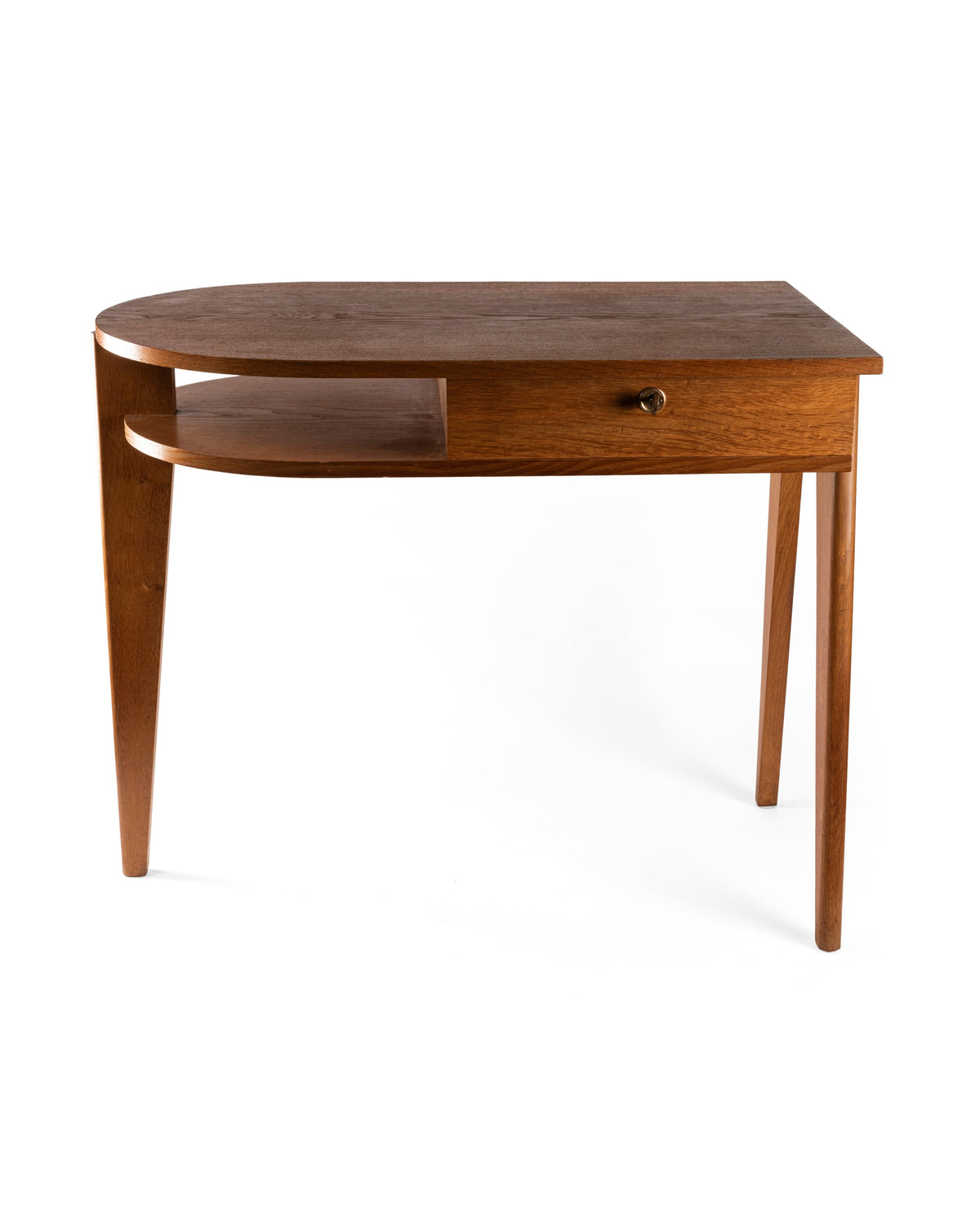 Jacques Adnet – Bureau tripode en chêne – vue d'ensemble
