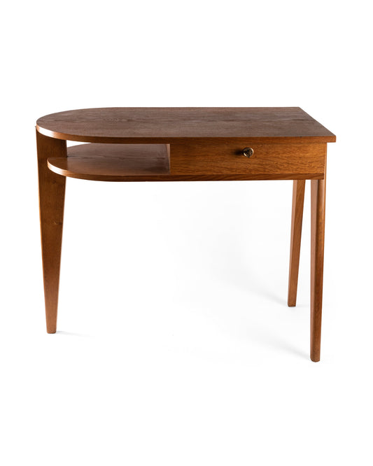 Jacques Adnet – Bureau tripode en chêne – vue d'ensemble