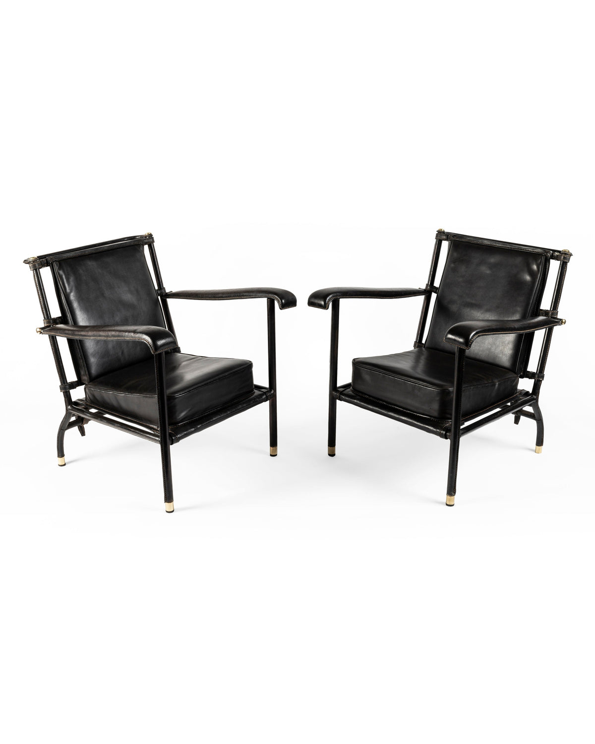 Jacques Adnet – Paire de fauteuils à ceintures – vue d'ensemble