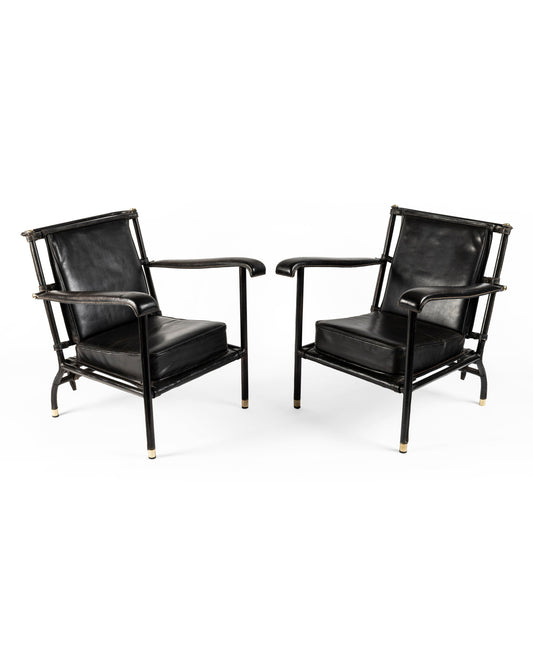 Jacques Adnet – Paire de fauteuils à ceintures – vue d'ensemble