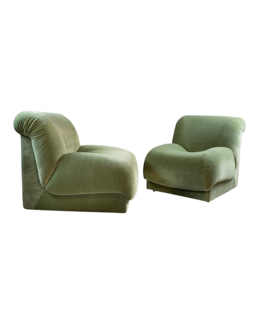 Paire de fauteuils de Doimo Salotti en velours vert