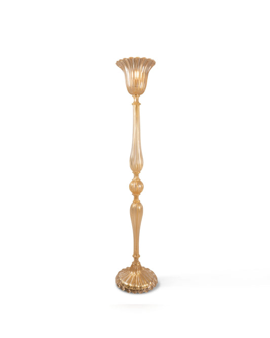 Archimede Seguso, lampadaire en verre de Murano doré, vue d'ensemble